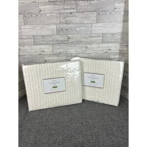 New POTTERY BARN FOUNDATIONS Velvet Channel Shams Standard White Cotton Bedding